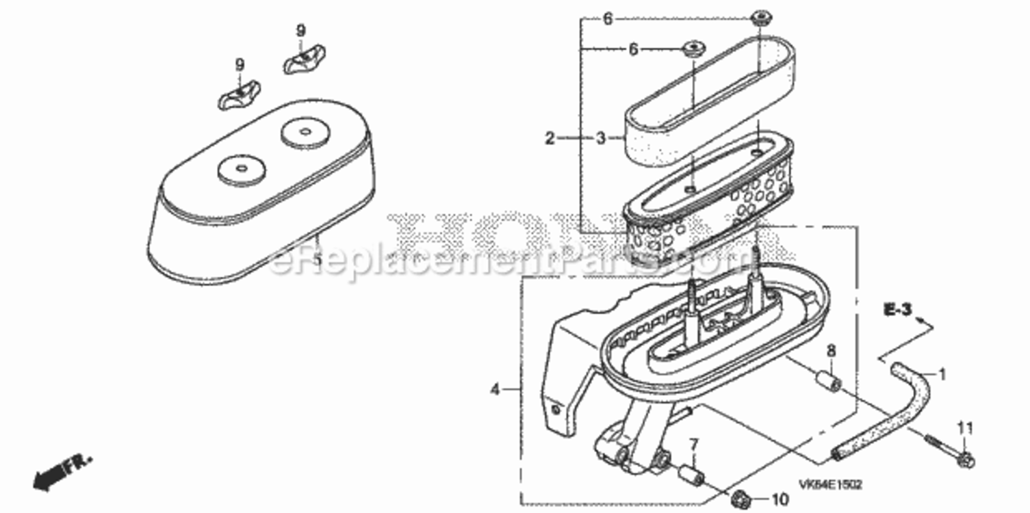 Air Cleaner Diagram and Parts List for HRC216K3 Type HXAVIN# MAKA-1050001 Honda Lawn Mower