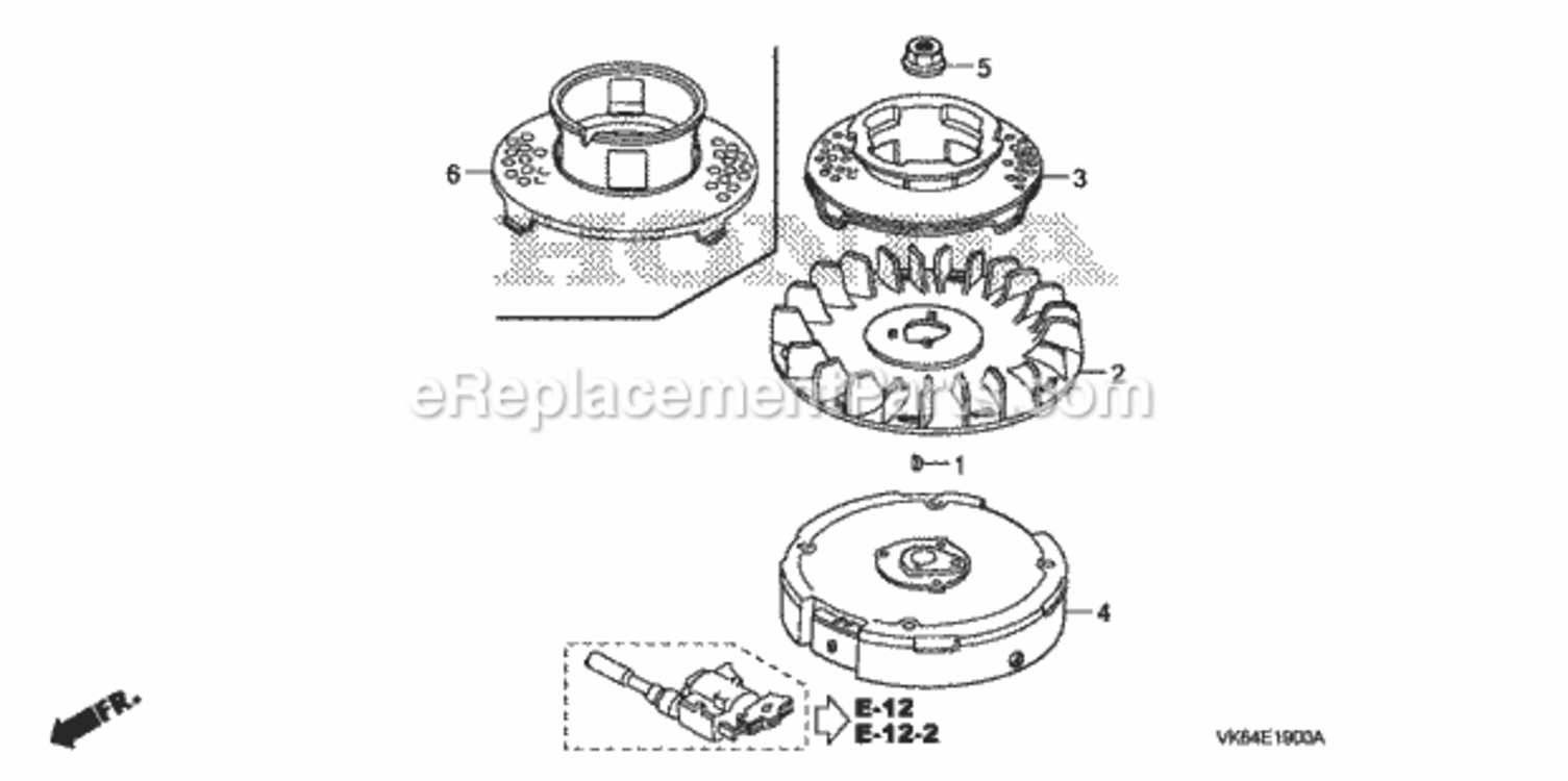 Flywheel Diagram and Parts List for HRC216K3 Type HXAVIN# MAKA-1050001 Honda Lawn Mower