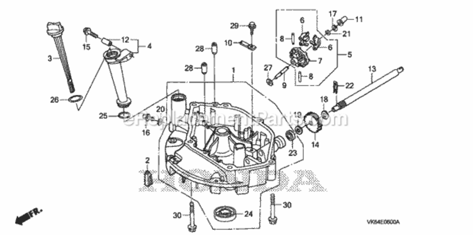 Oil Pan Diagram and Parts List for HRC216K3 Type HXAVIN# MAKA-1050001 Honda Lawn Mower