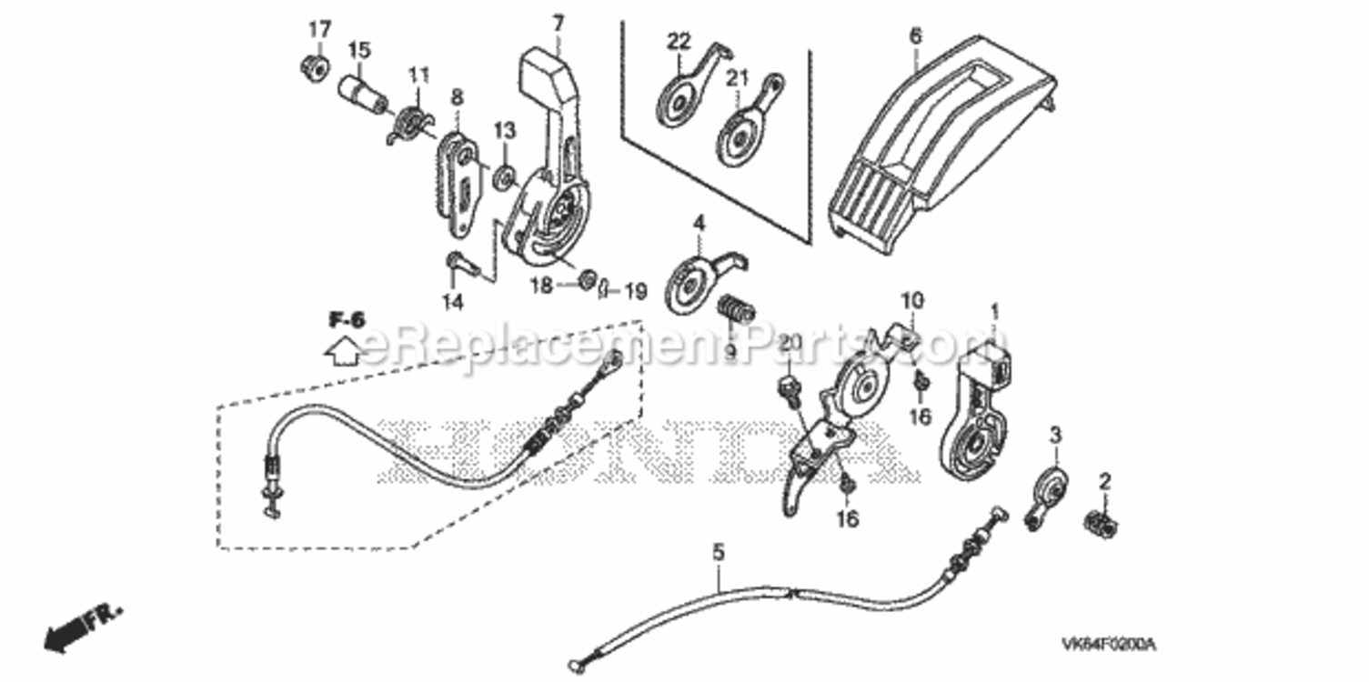 Throttle Lever Diagram and Parts List for HRC216K3 Type HXAVIN# MAKA-1050001 Honda Lawn Mower