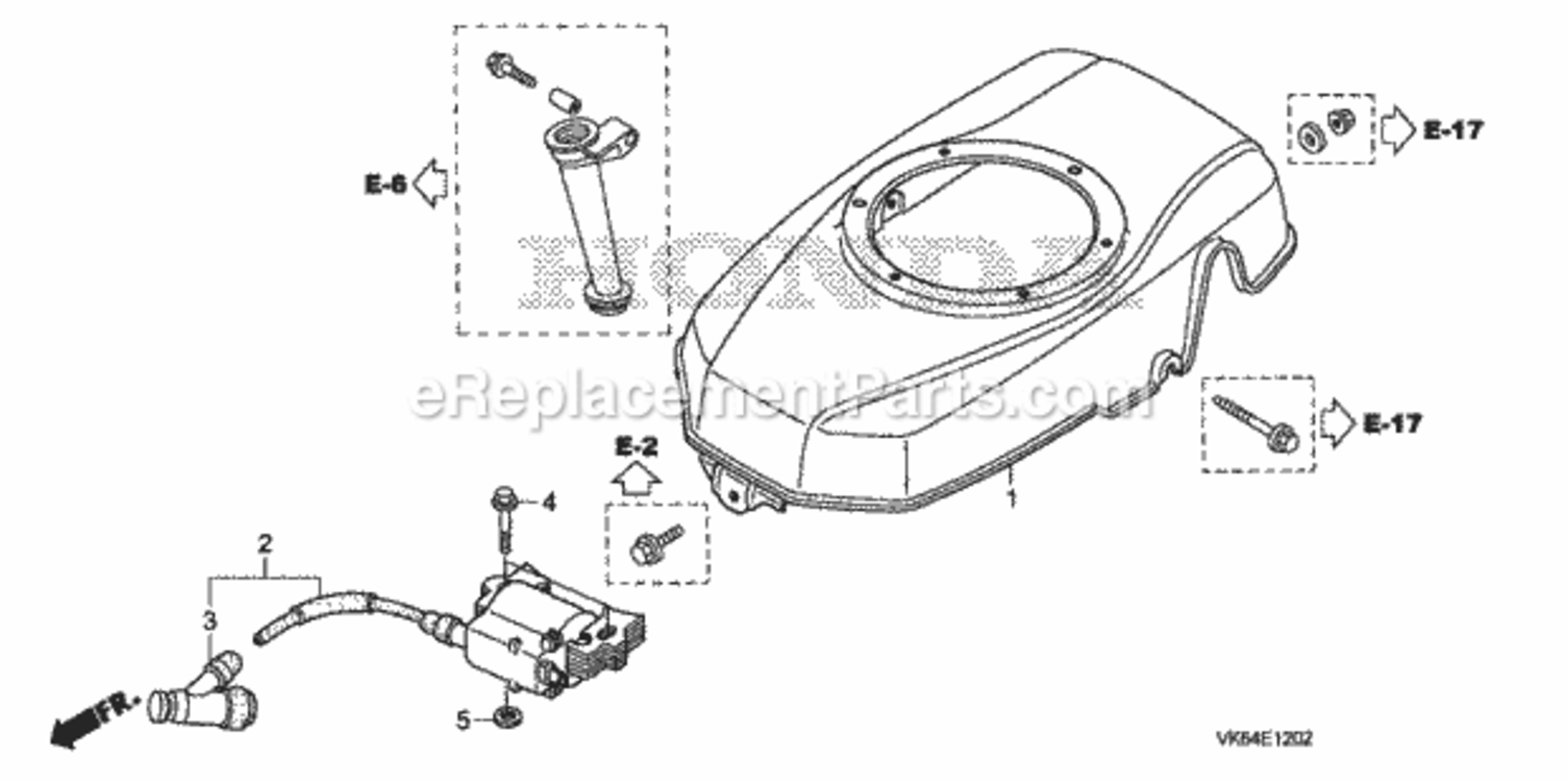 Fan Cover Diagram and Parts List for HRC216K3 Type HXAVIN# MAKA-1050001 Honda Lawn Mower