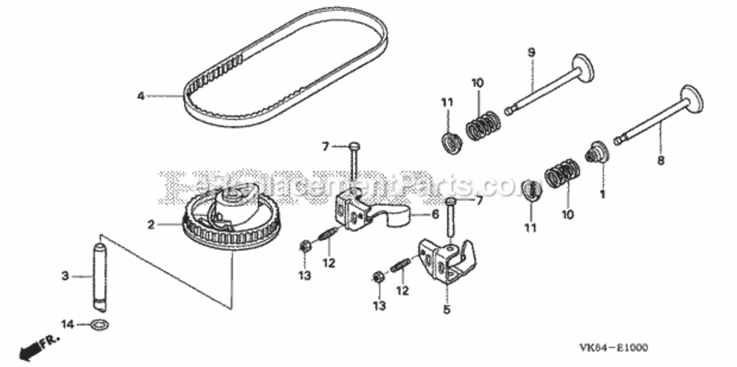 Camshaft Pulley Diagram and Parts List for HRC216K3 Type PDAVIN# MAJA-1100001 Honda Lawn Mower