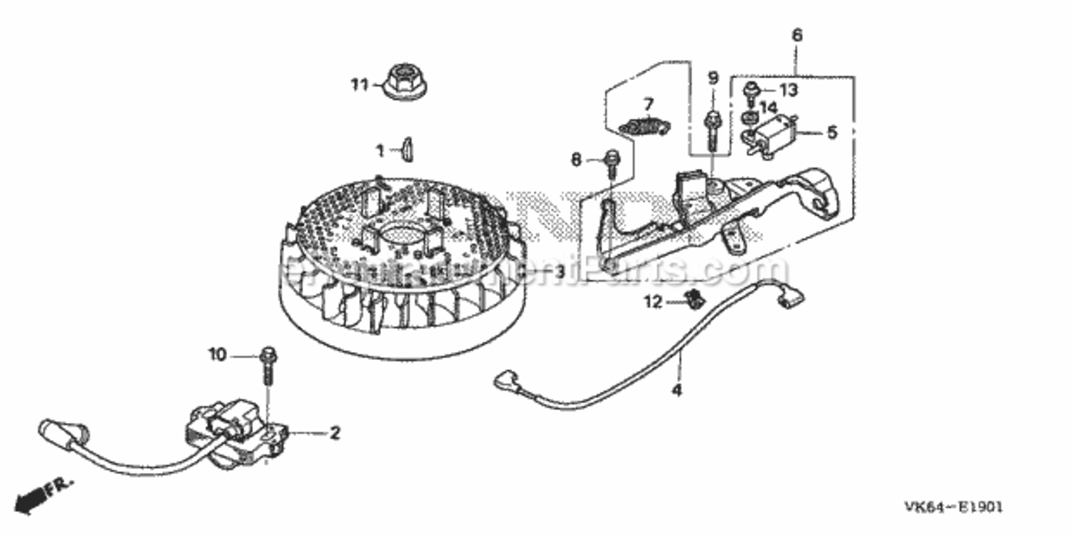 Flywheel Diagram and Parts List for HRC216K3 Type PDAVIN# MAJA-1100001 Honda Lawn Mower