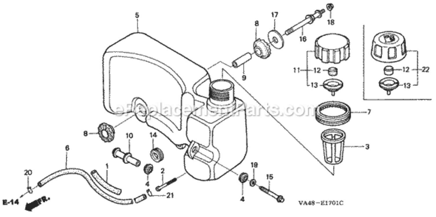 Part Location Diagram of 17515-ZE7-L01 Honda Rubber, Tank Mounting
