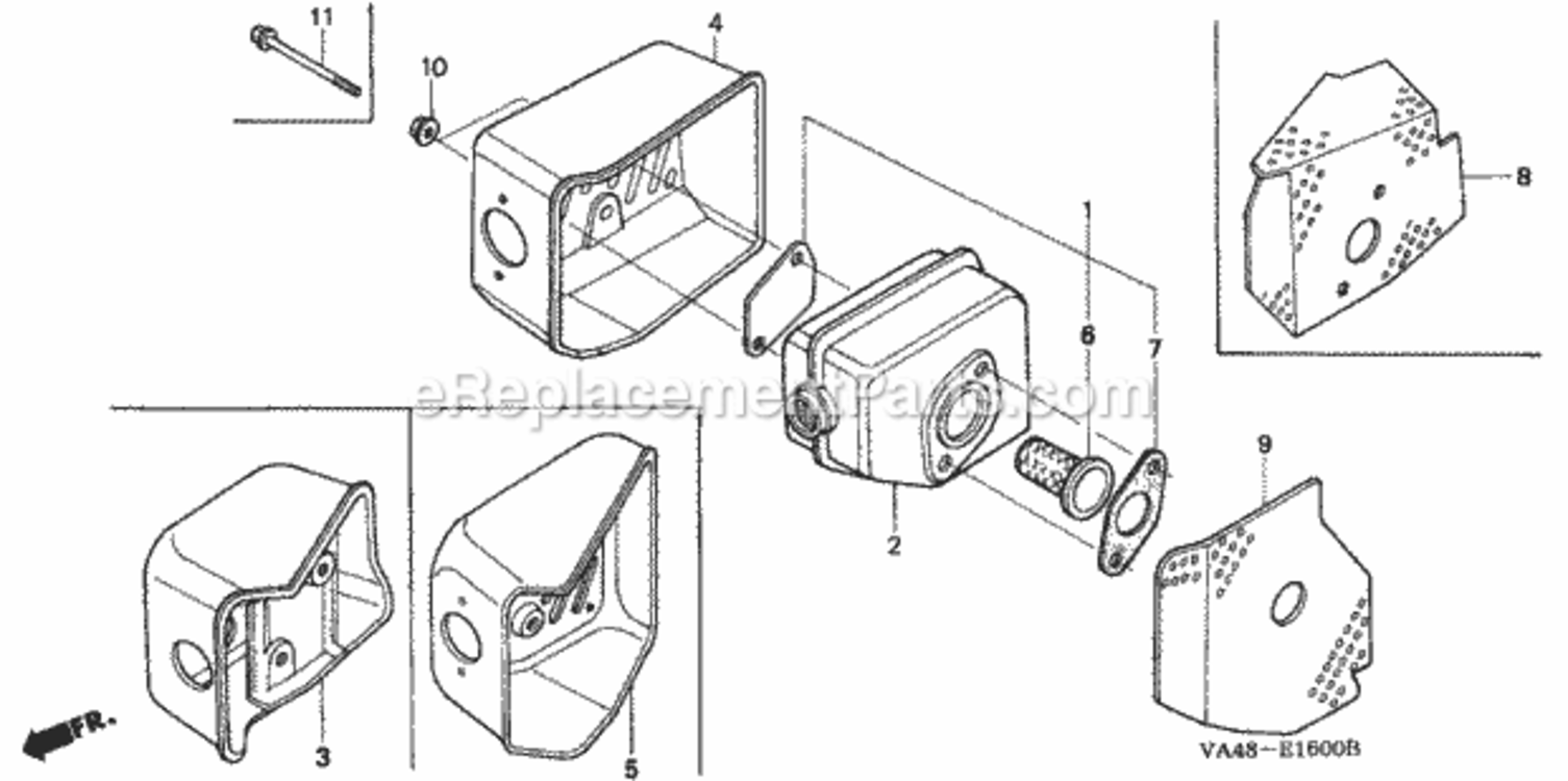 Part Location Diagram of 18321-ZE7-L00 Honda Protector, Muffler