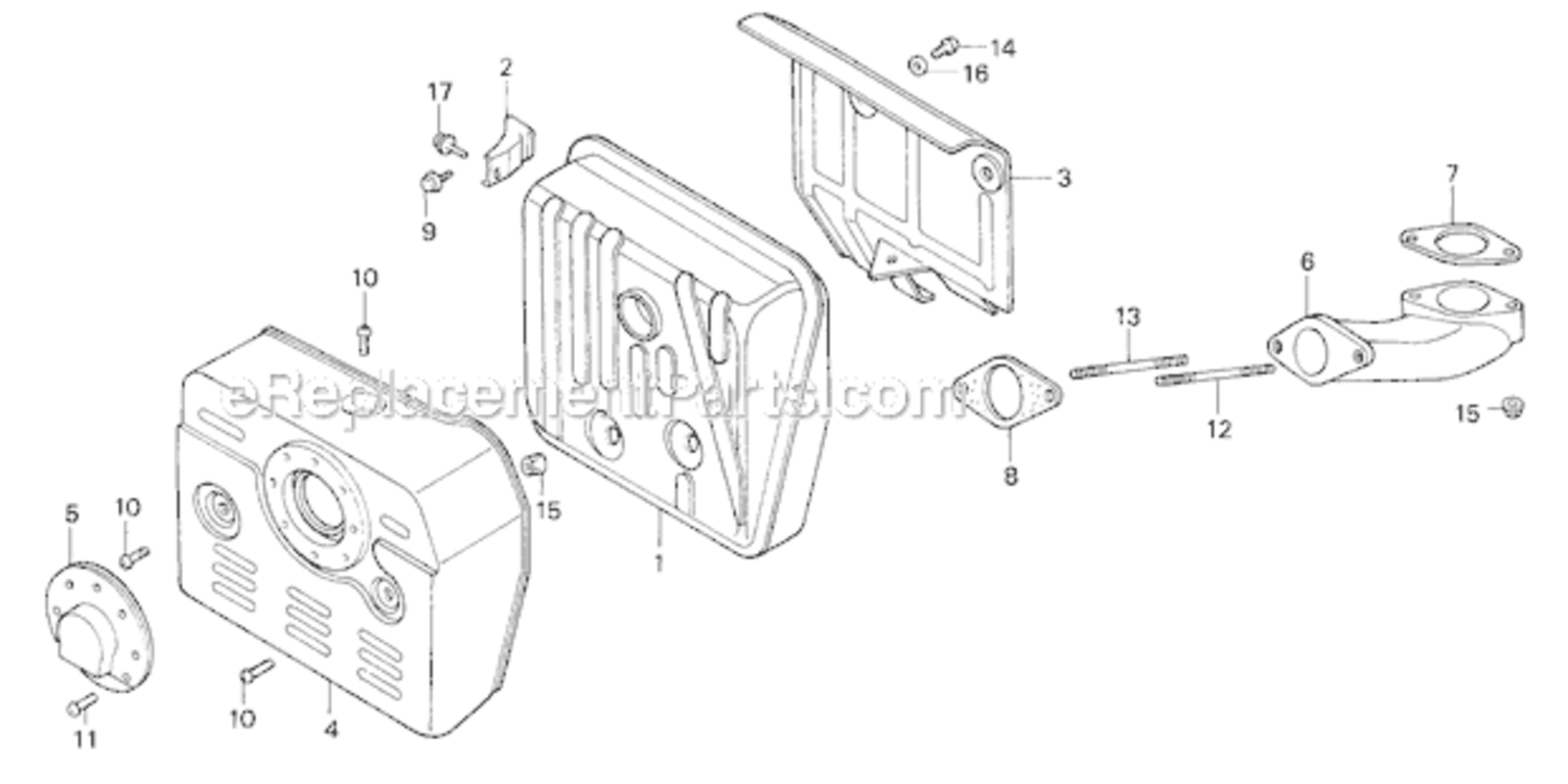 Muffler Diagram and Parts List for HRC7113 Type TXAVIN# MZCK-3000001 Honda Lawn Mower