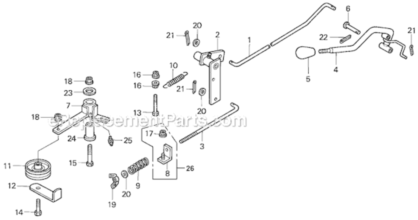 P.T.O. Lever Diagram and Parts List for HRC7113 Type TXAVIN# MZCK-3000001 Honda Lawn Mower