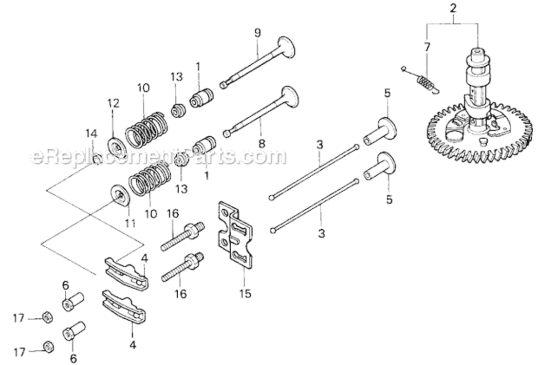 Camshaft Diagram and Parts List for HRC7113 Type TXAVIN# MZCK-3000001 Honda Lawn Mower