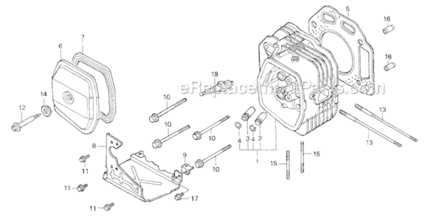 Cylinder Head Diagram and Parts List for HRC7113 Type TXAVIN# MZCK-3000001 Honda Lawn Mower