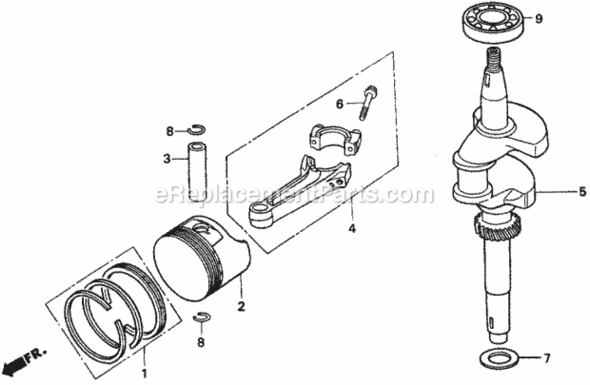 Piston Diagram and Parts List for HRM195 Type PAVIN# MZBV-6000001 Honda Lawn Mower