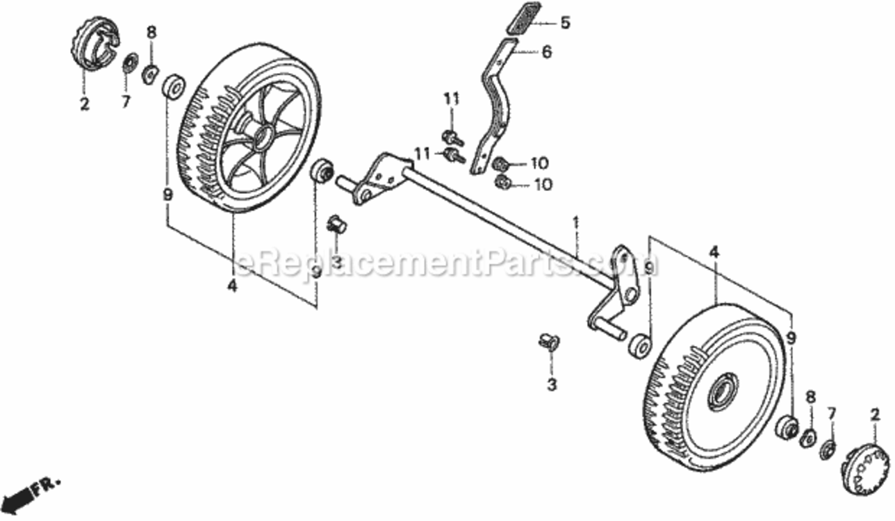 Rear Wheel Diagram and Parts List for HRM195 Type PAVIN# MZBV-6000001 Honda Lawn Mower