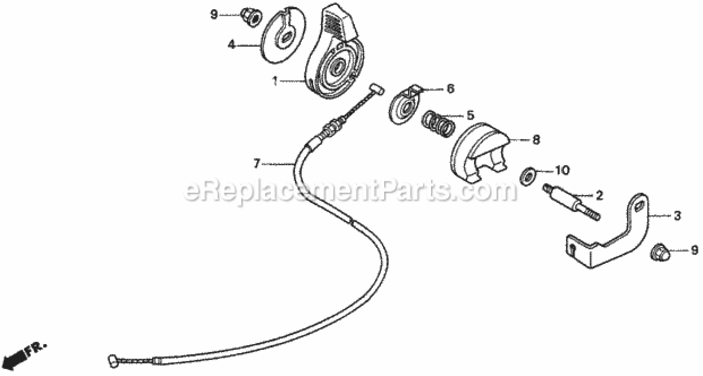 Throttle Lever Diagram and Parts List for HRM195 Type PAVIN# MZBV-6000001 Honda Lawn Mower