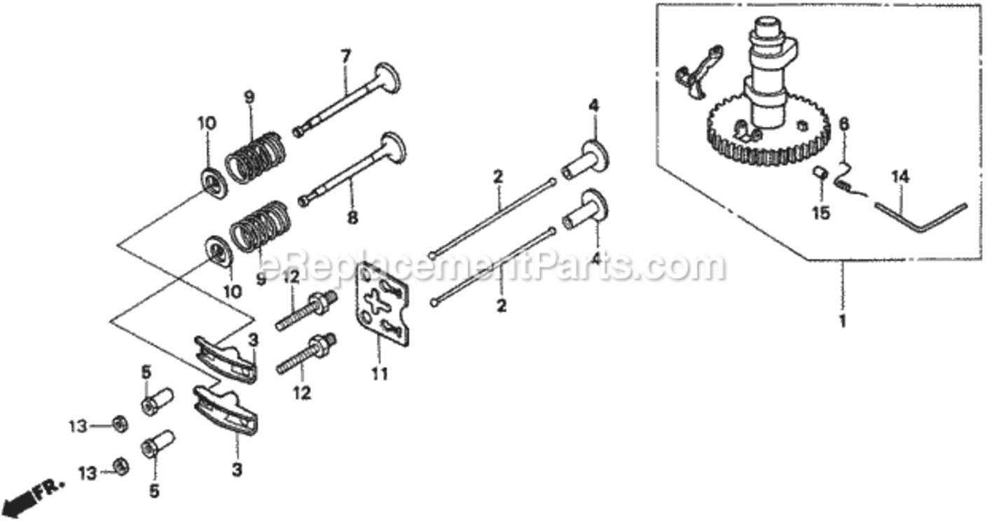 Camshaft Diagram and Parts List for HRM195 Type PAVIN# MZBV-6000001 Honda Lawn Mower