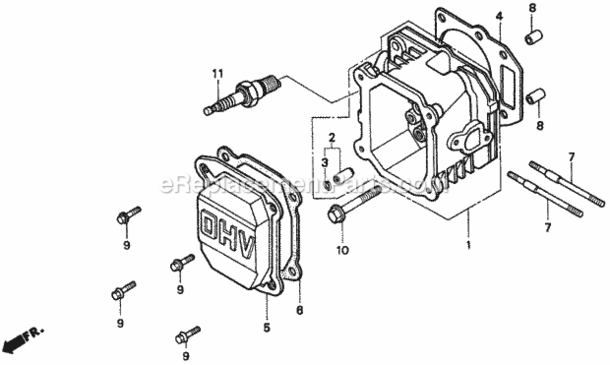 Cylinder Head Diagram and Parts List for HRM195 Type PAVIN# MZBV-6000001 Honda Lawn Mower