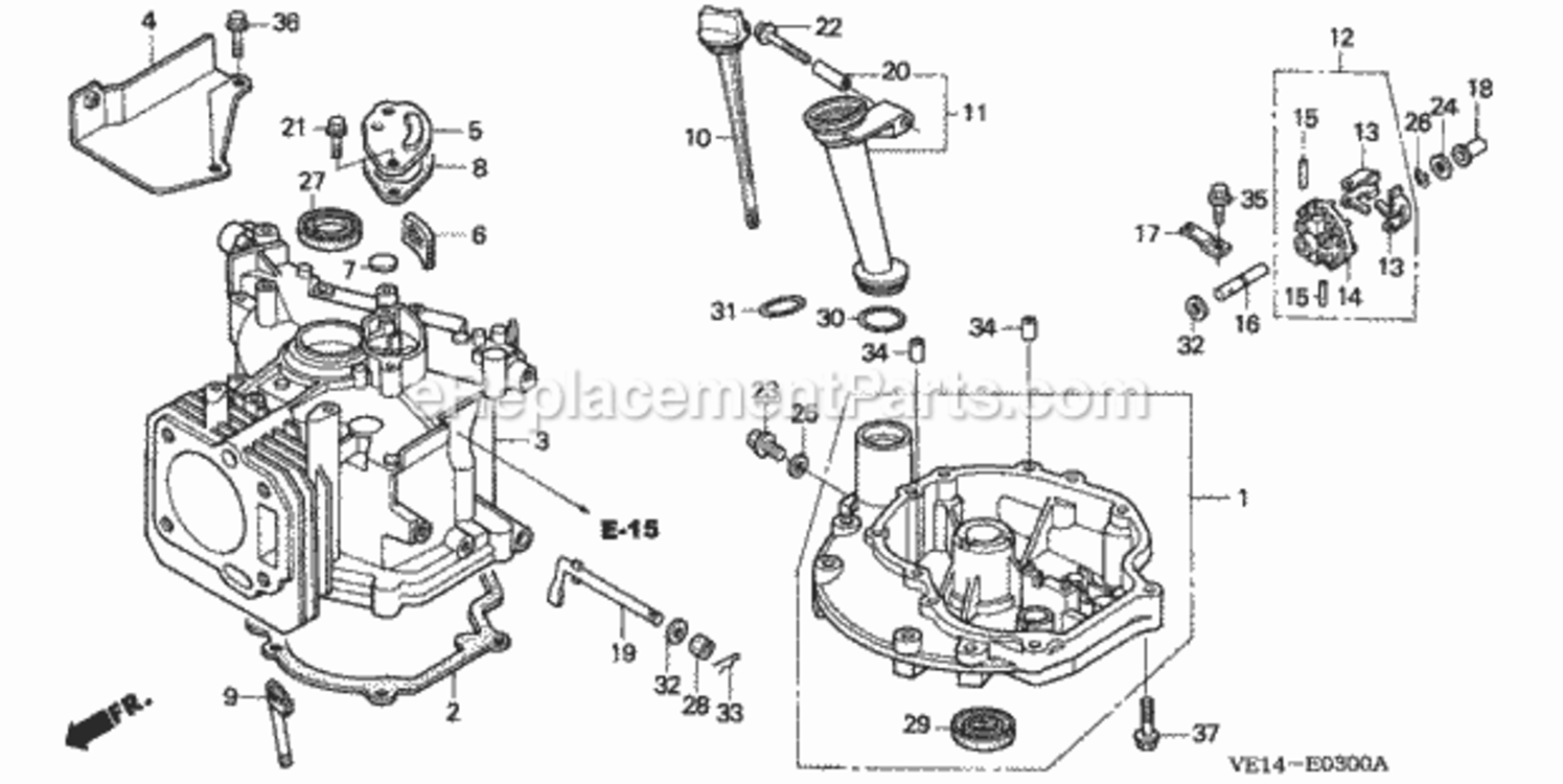 Cylinder Diagram and Parts List for HRM215K1 Type SXAVIN# MZBB-6200001 to MZBB-6299999 Honda Lawn Mower