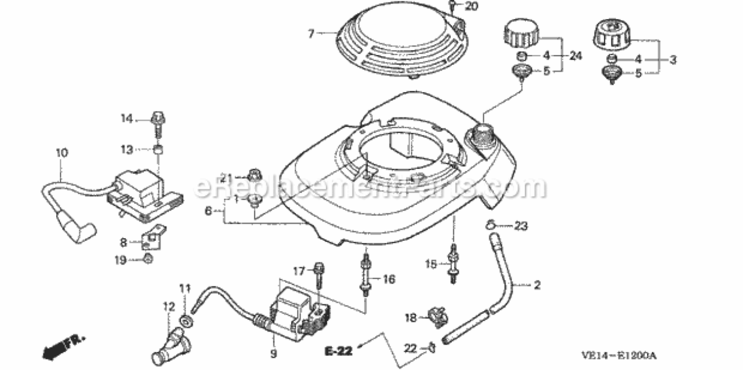 Fan Cover Diagram and Parts List for HRM215K1 Type SXAVIN# MZBB-6200001 to MZBB-6299999 Honda Lawn Mower