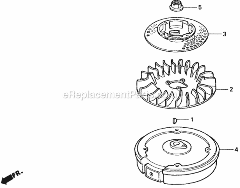 Flywheel Diagram and Parts List for HRM215K2 Type SXAVIN# MZBB-6300001 to MZBB-6399999 Honda Lawn Mower