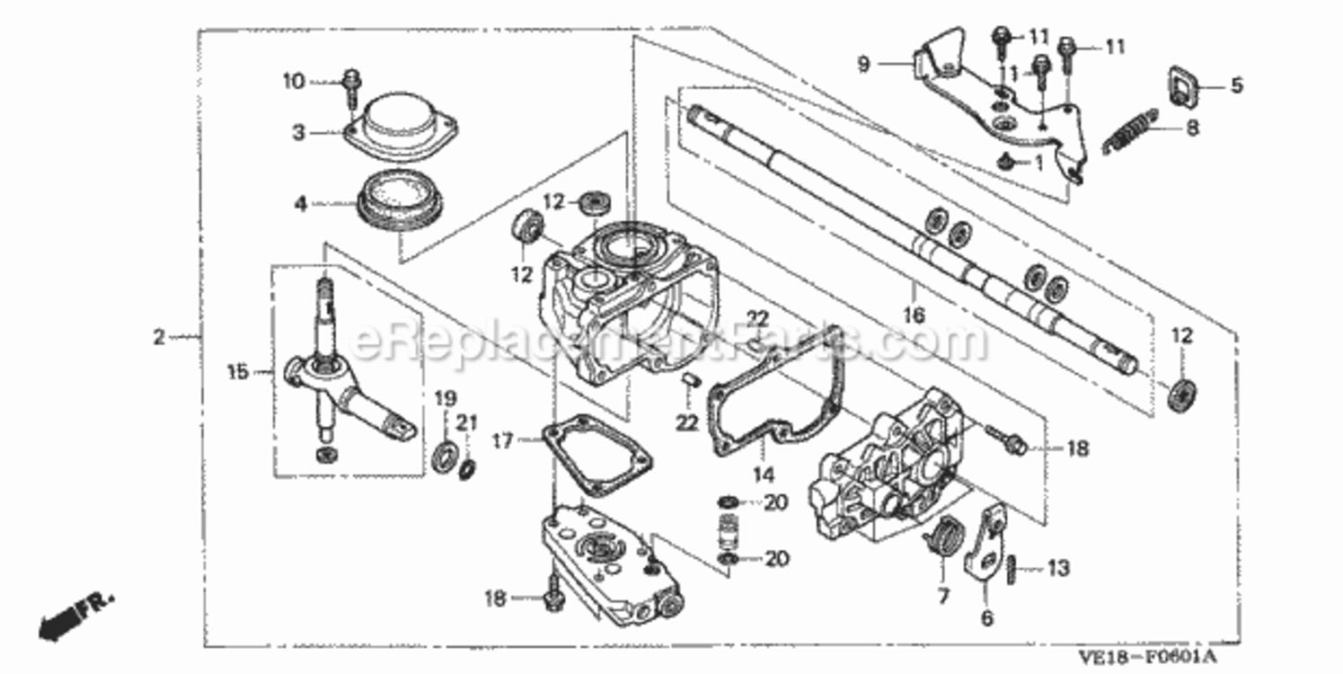Transmission Diagram and Parts List for HRM215K4 Type HXAVIN# MZBB-6500001 to MZBB-6507200 Honda Lawn Mower