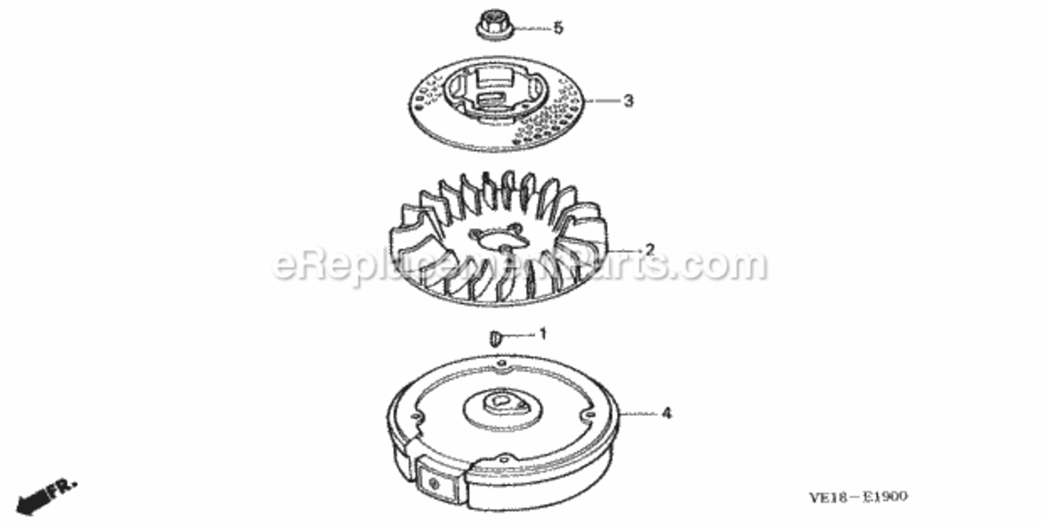 Flywheel Diagram and Parts List for HRM215K4 Type HXAVIN# MZBB-6500001 to MZBB-6507200 Honda Lawn Mower