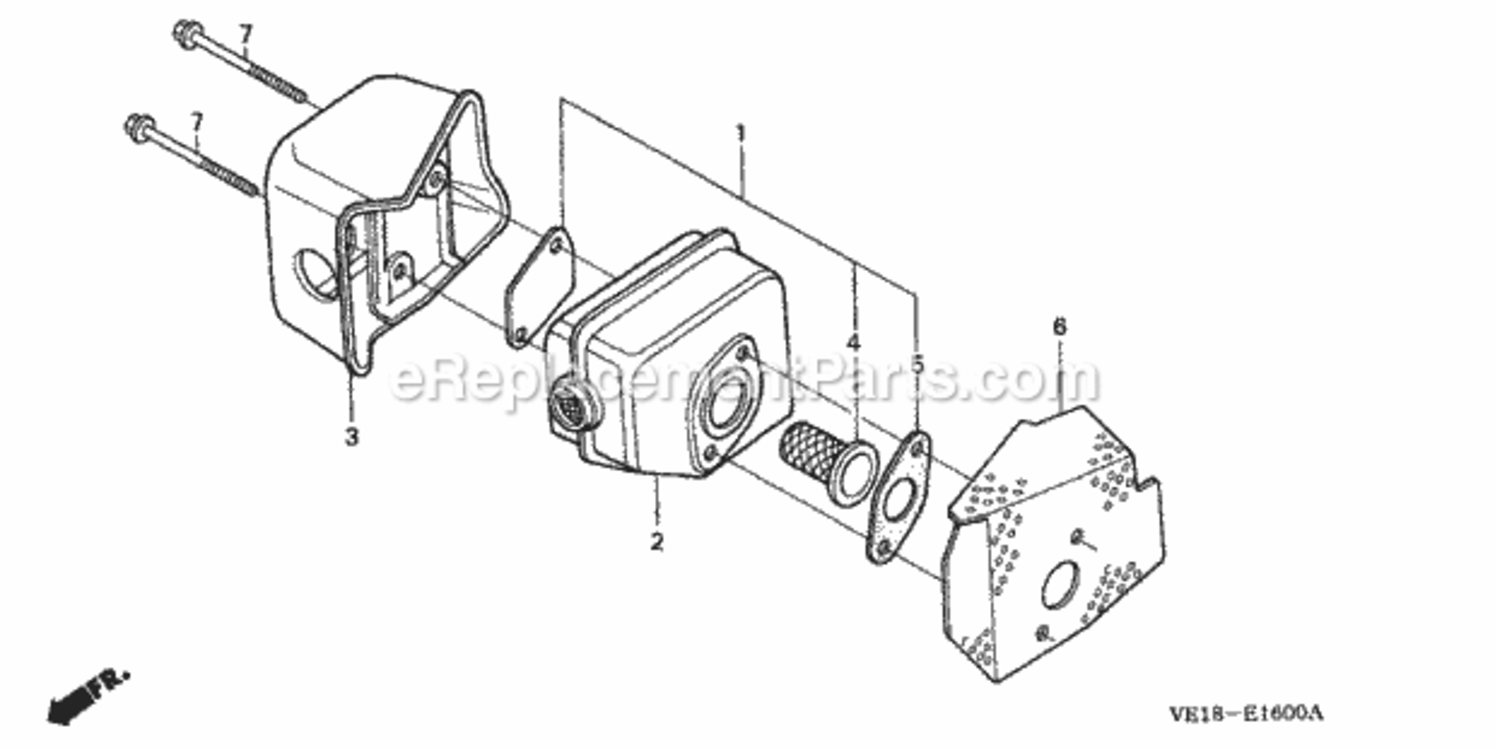 Muffler Diagram and Parts List for HRM215K4 Type SDAVIN# MZBB-6500001 Honda Lawn Mower