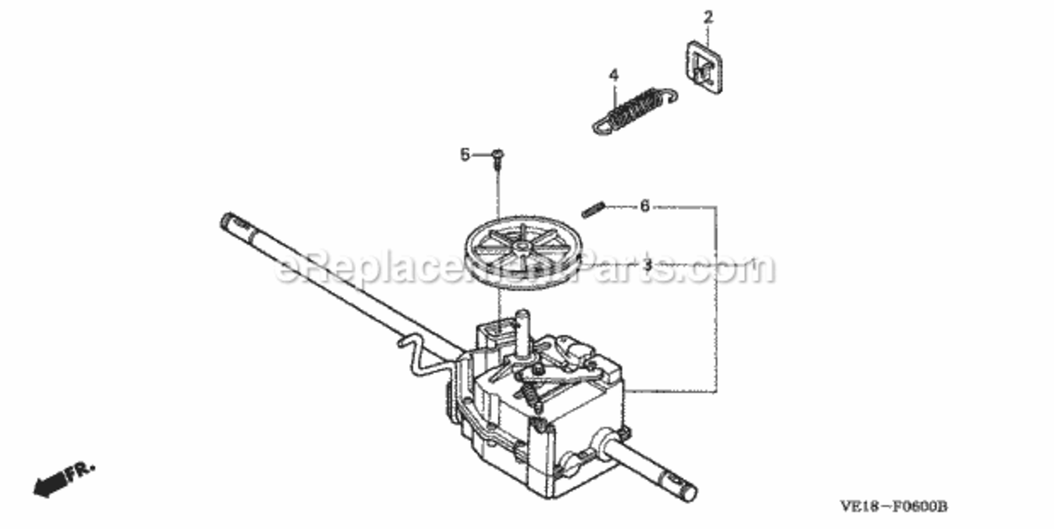Transmission Diagram and Parts List for HRM215K4 Type SDAVIN# MZBB-6500001 Honda Lawn Mower