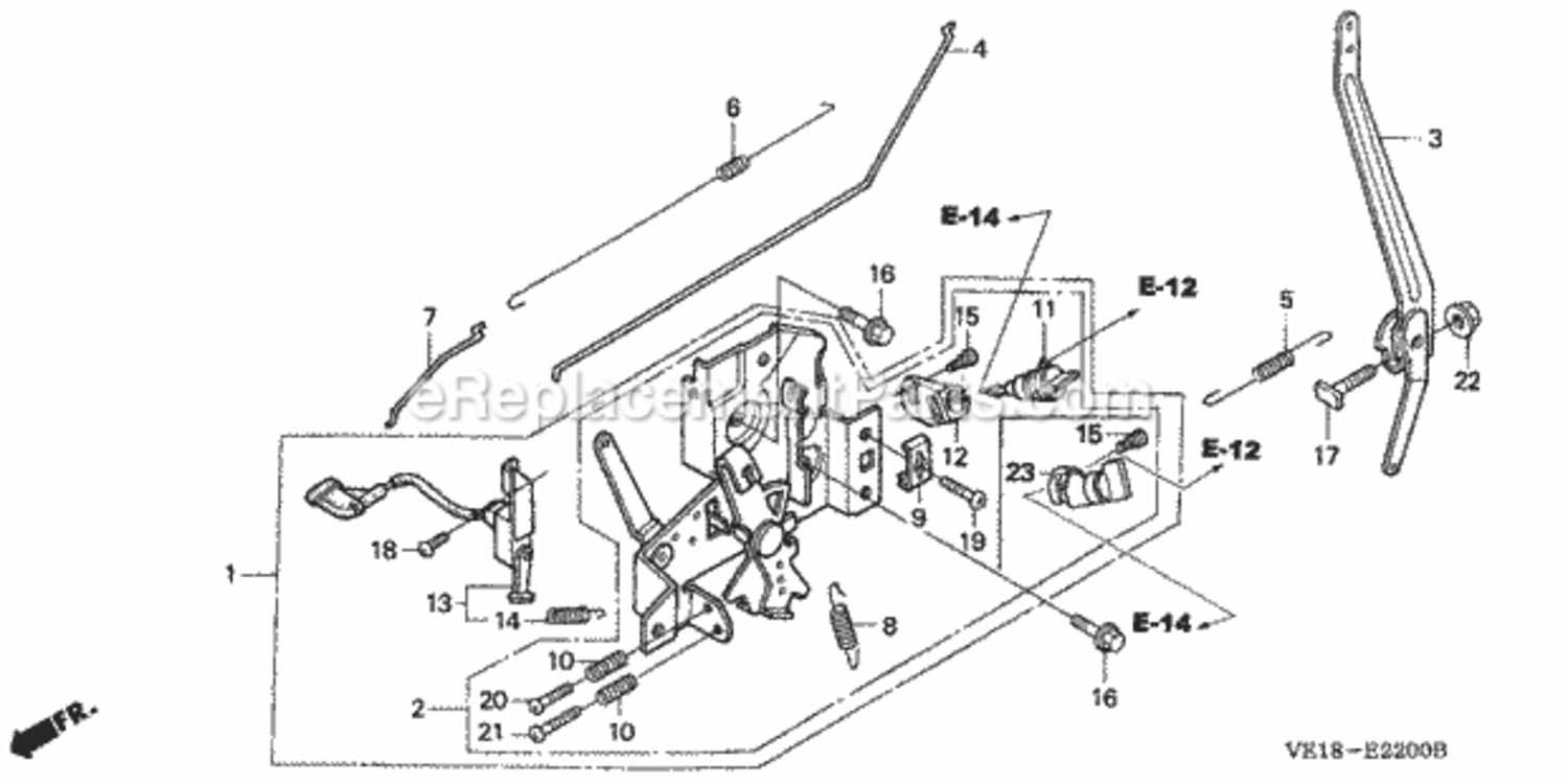 Control Diagram and Parts List for HRM215K4 Type SDAVIN# MZBB-6500001 Honda Lawn Mower