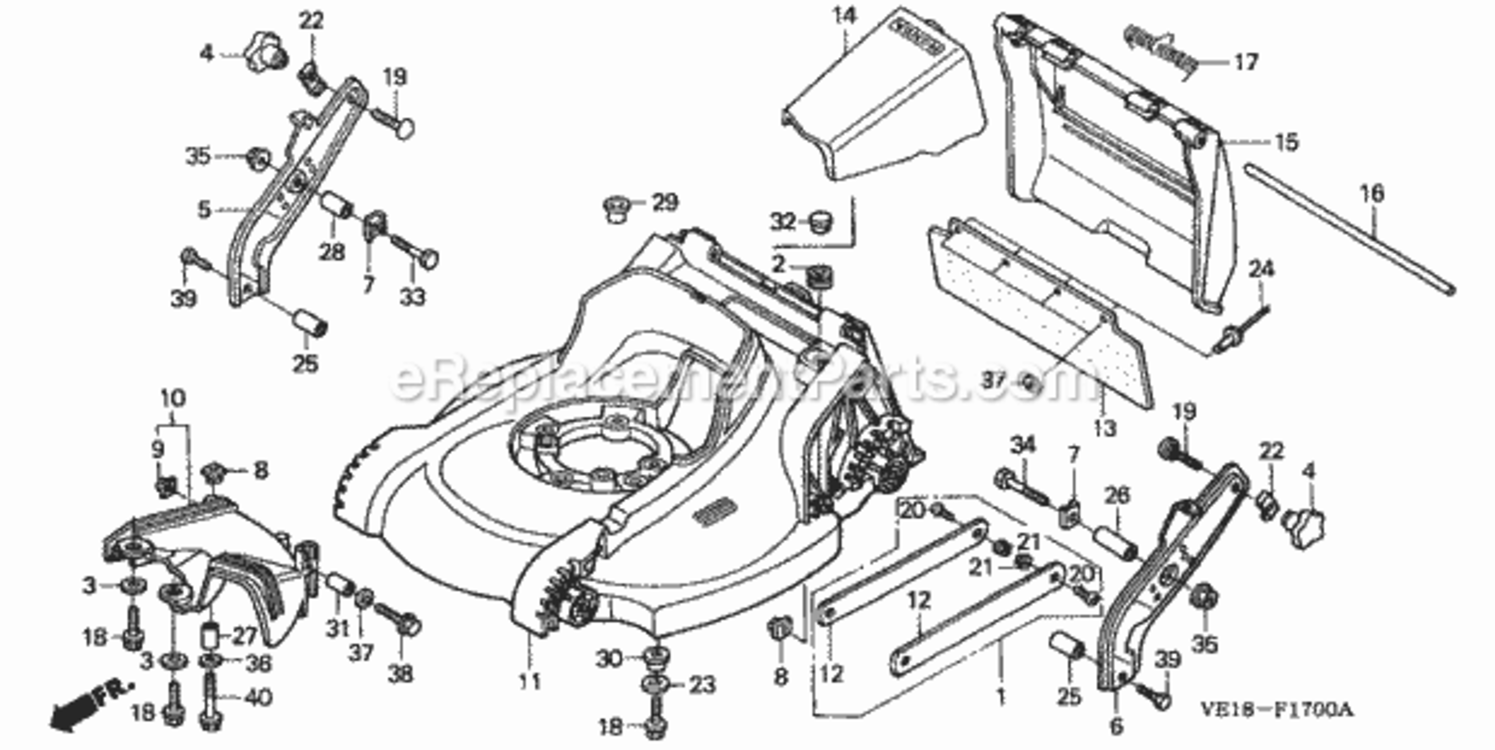 Cutter Housing Diagram and Parts List for HRM215K4 Type SDAVIN# MZBB-6500001 Honda Lawn Mower