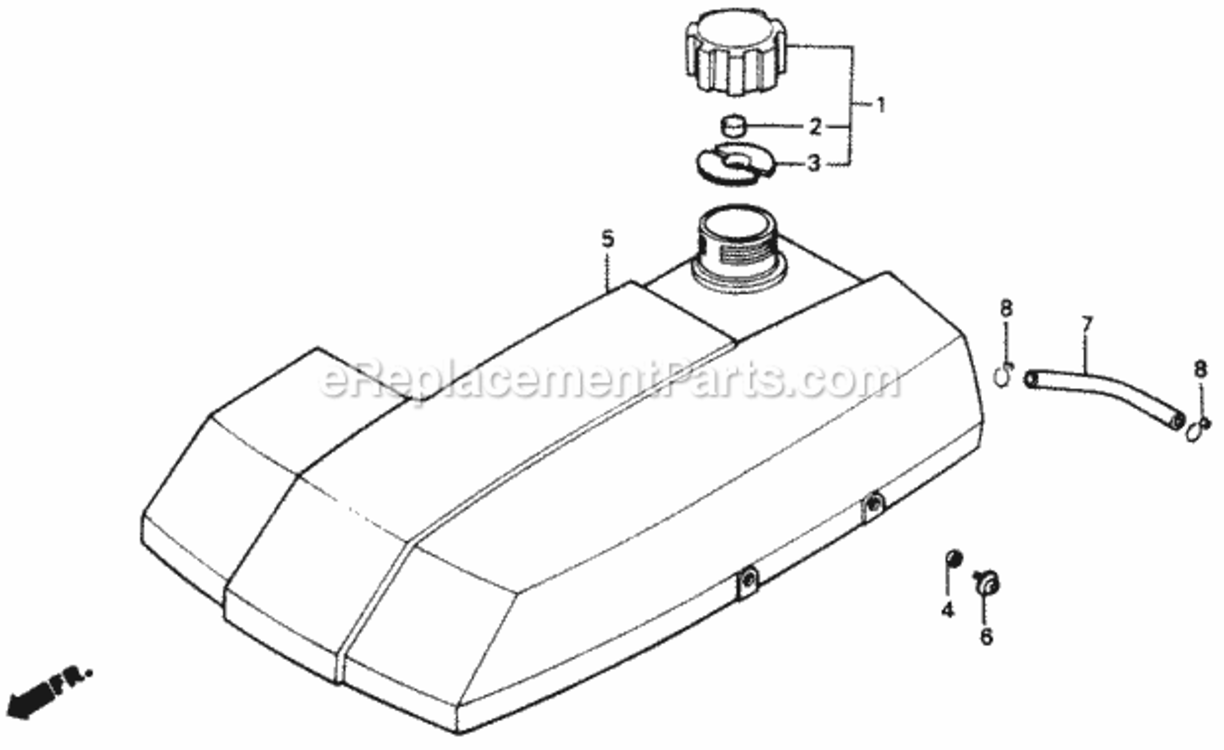Fuel Tank And Gasket Kit Diagram and Parts List for HRM21 Type SVAVIN# MZAV-6000001 Honda Lawn Mower