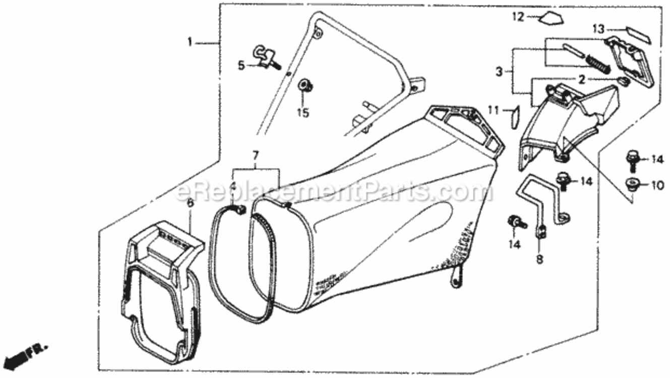 Grass Bag Diagram and Parts List for HRM21 Type SVAVIN# MZAV-6000001 Honda Lawn Mower