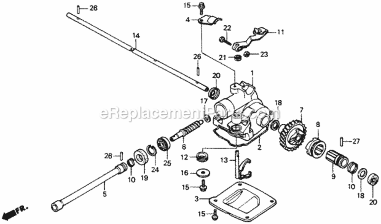 Transmission Diagram and Parts List for HRM21 Type SVAVIN# MZAV-6000001 Honda Lawn Mower