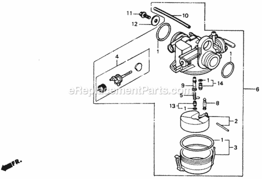 Carburetor Diagram and Parts List for HRM21 Type SVAVIN# MZAV-6000001 Honda Lawn Mower
