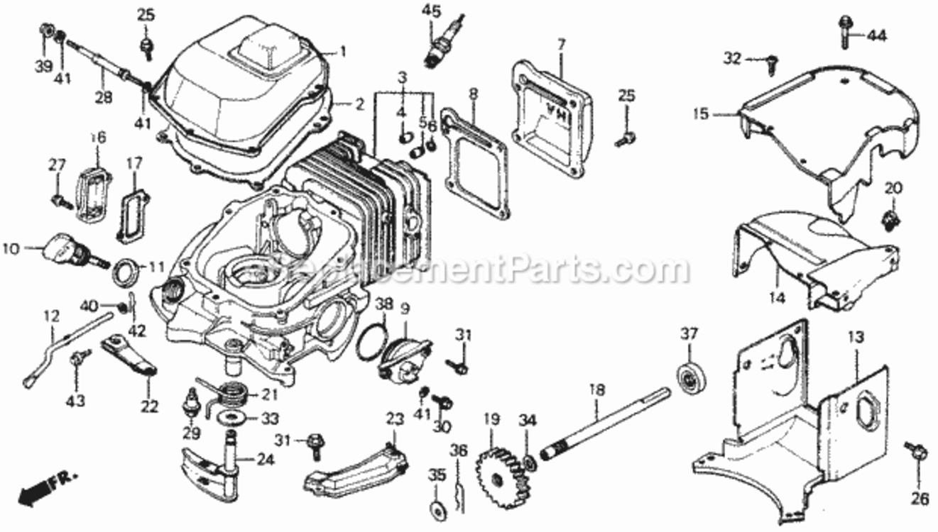 Cylinder Diagram and Parts List for HRM21 Type SVAVIN# MZAV-6000001 Honda Lawn Mower