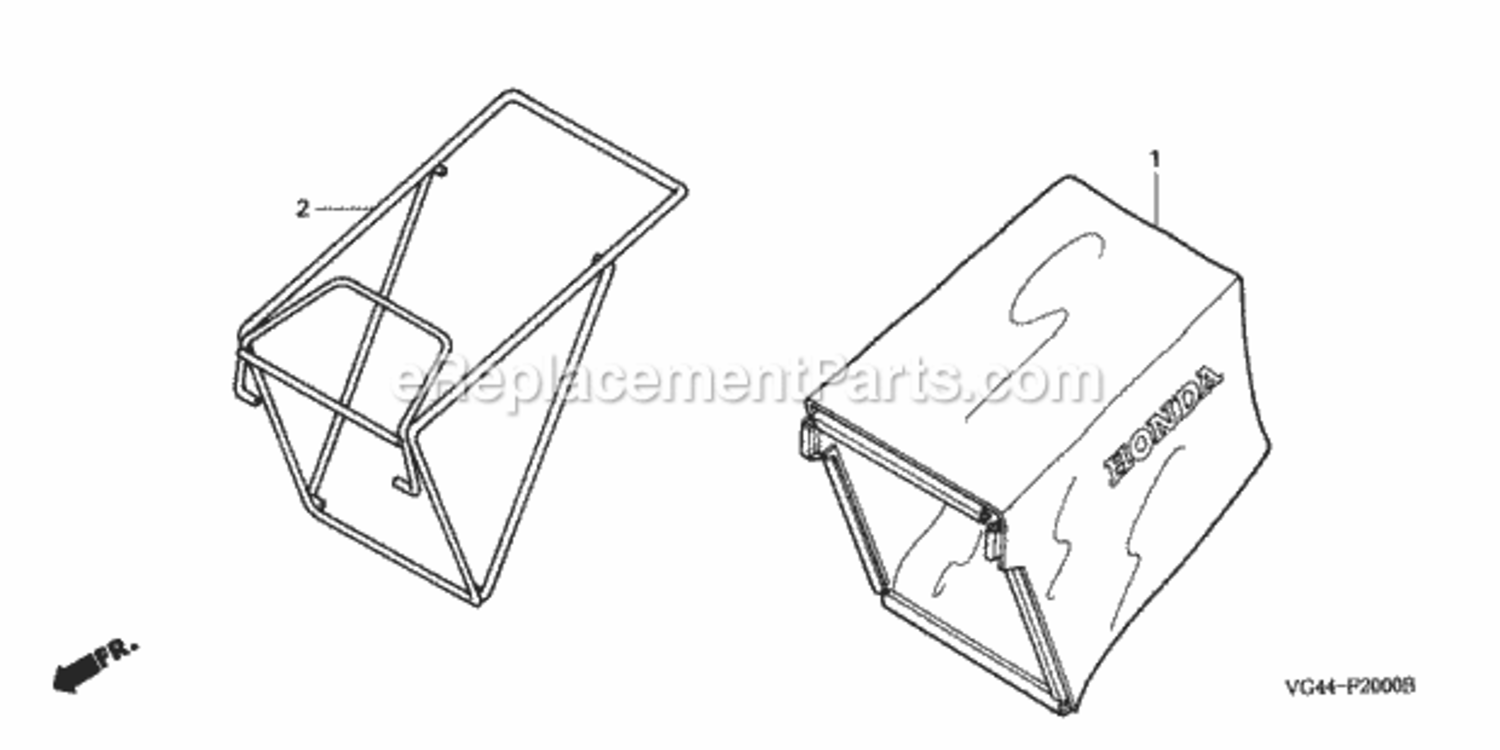 Part Location Diagram of 81320-VL0-B10 Honda Fabric, Grass Bag