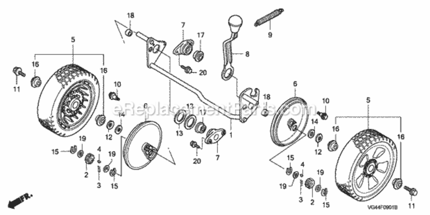 Part Location Diagram of 42710-VH7-010ZA Honda Wheel, Rr. Nh164 (grip Gray)