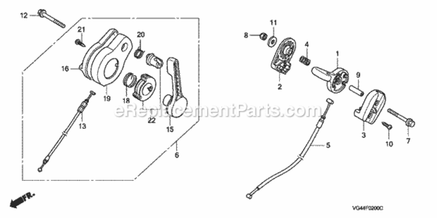 Part Location Diagram of 91555-VL0-B00 Honda Collar, Throttle