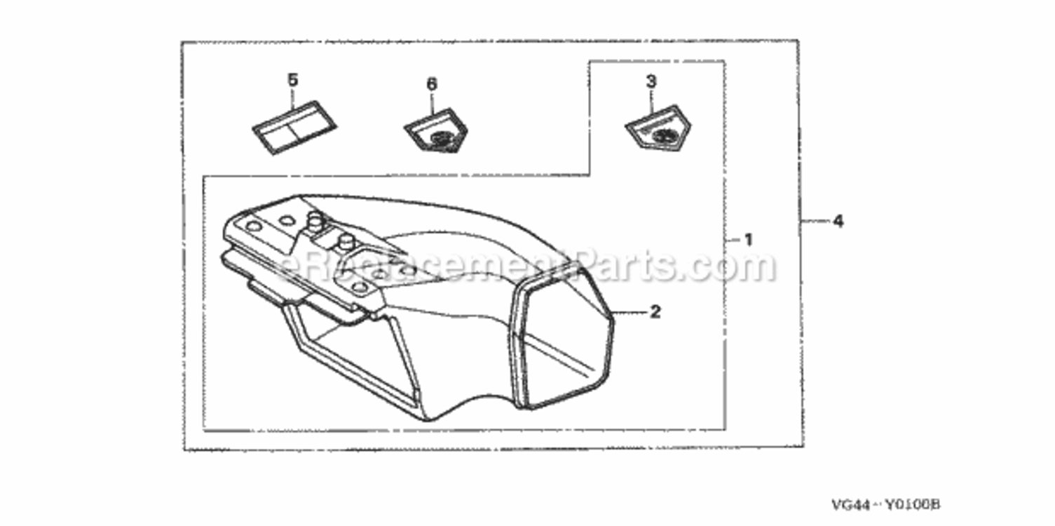 Side Discharge Kit Diagram and Parts List for HRR216K4 Type TDAVIN# MZCG-7700001 to MZCG-7799999 Honda Lawn Mower