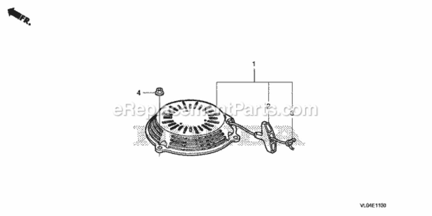 Recoil Starter Diagram and Parts List for HRR216K7 Type PDAAVIN# MZCG-8200001 Honda Lawn Mower