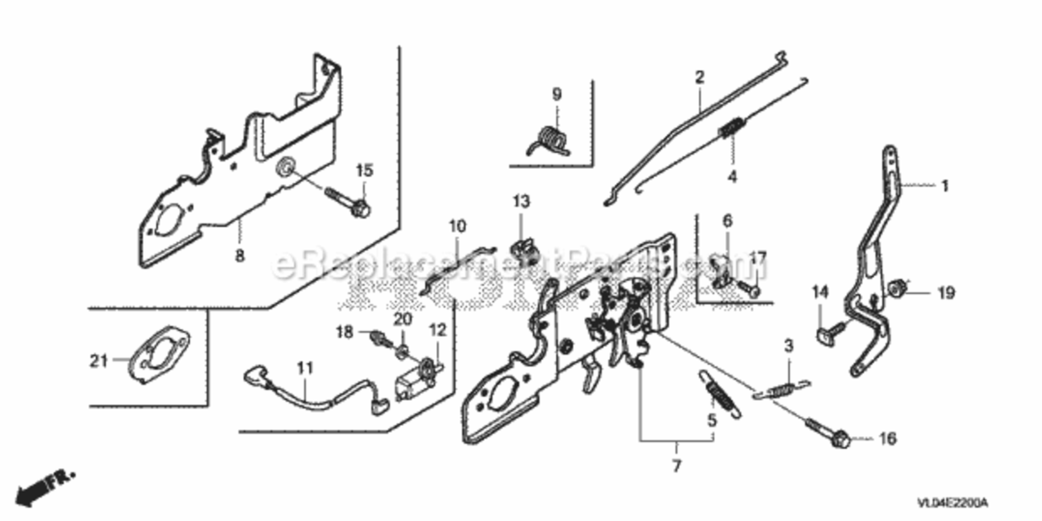 Control Diagram and Parts List for HRR216K7 Type PDAAVIN# MZCG-8200001 Honda Lawn Mower