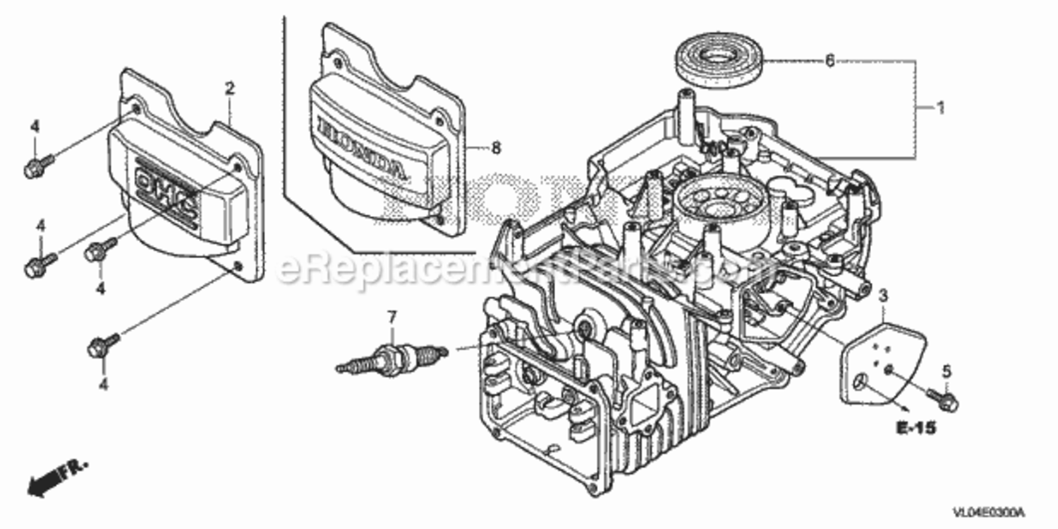 Cylinder Barrel Diagram and Parts List for HRR216K7 Type PDAAVIN# MZCG-8200001 Honda Lawn Mower