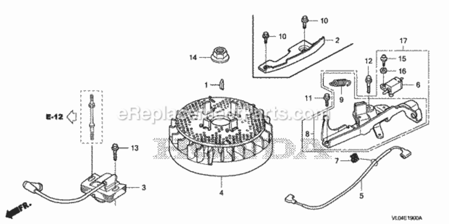 Flywheel + Ignition Coil (Aluminum) Diagram and Parts List for HRR216K7 Type PDAAVIN# MZCG-8200001 Honda Lawn Mower