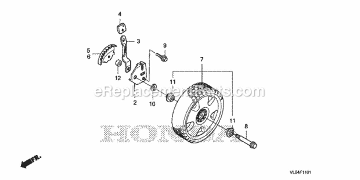 Front Wheel 2 Diagram and Parts List for HRR216K7 Type VXAAVIN# MZCG-8200001 Honda Lawn Mower