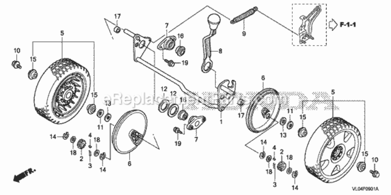 Rear Wheel 2 Diagram and Parts List for HRR216K7 Type VXAAVIN# MZCG-8200001 Honda Lawn Mower