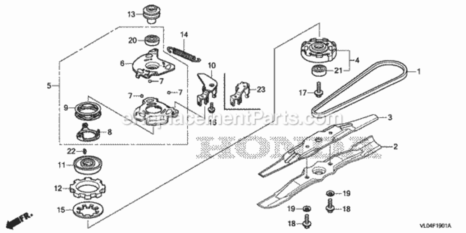 Rotary Blade 2 Diagram and Parts List for HRR216K7 Type VXAAVIN# MZCG-8200001 Honda Lawn Mower