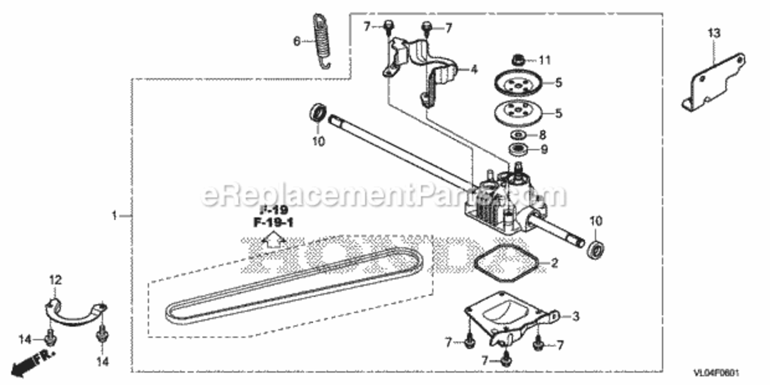 Transmission 2 Diagram and Parts List for HRR216K8 Type VKAAVIN# MZCG-8400001 Honda Lawn Mower