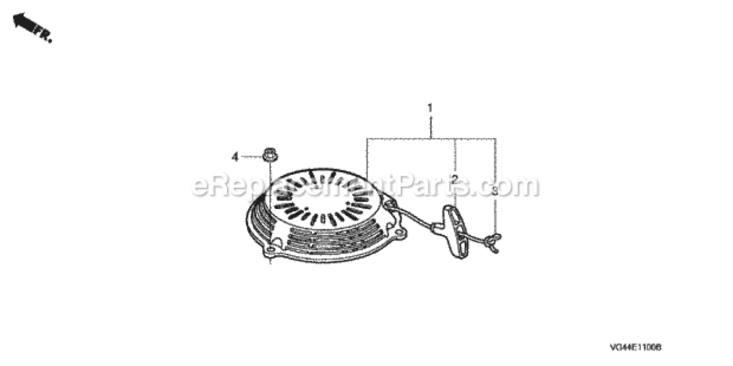Recoil Starter Diagram and Parts List for HRR216 Type S3DAVIN# MZCG-6000001 to MZCG-6157470 Honda Lawn Mower