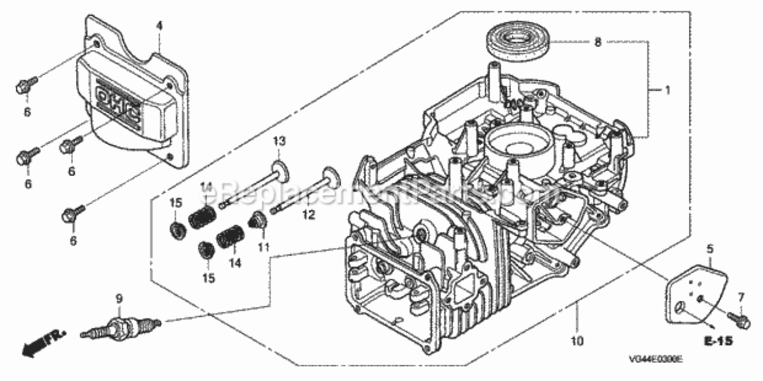 Cylinder Diagram and Parts List for HRR216 Type SDAVIN# MZCG-6000001 to MZCG-6299999 Honda Lawn Mower