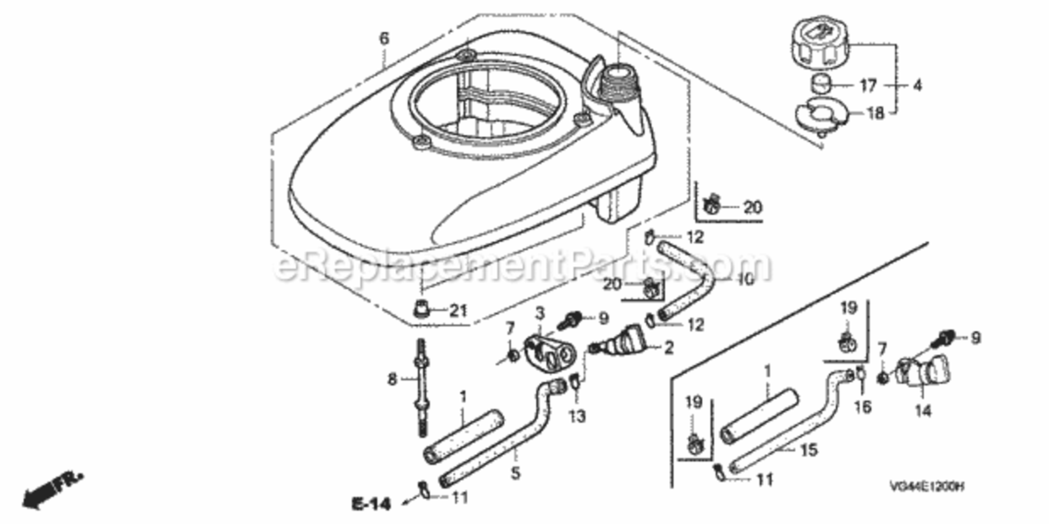 Fan Cover 1 Diagram and Parts List for HRR216 Type SDAVIN# MZCG-6000001 to MZCG-6299999 Honda Lawn Mower