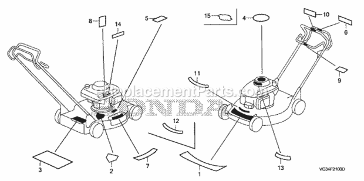 Part Location Diagram of 87505-VG3-L00 Honda Mark, Model (Harmony S)