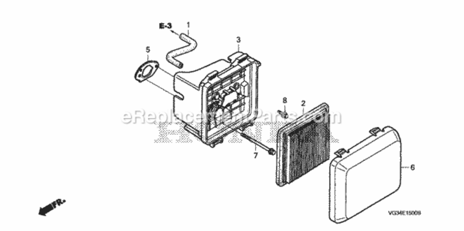 Air Cleaner Diagram and Parts List for HRS216K4 Type PDAAVIN# MZBZ-6400001 Honda Lawn Mower