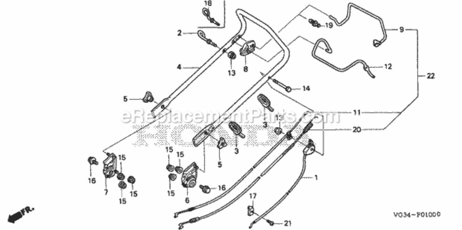 Handlebar Diagram and Parts List for HRS216K4 Type PDAAVIN# MZBZ-6400001 Honda Lawn Mower